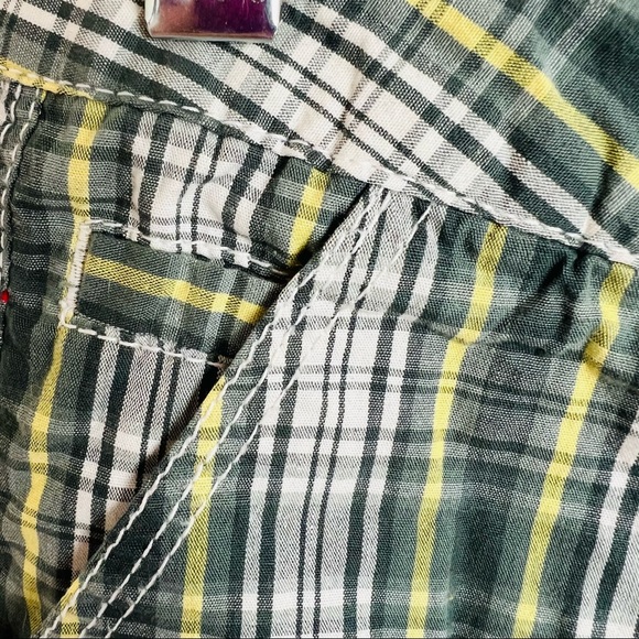 Y2K Rue 21 Green Plaid Tuxedo Adjustable Shorts - Picture 6 of 7